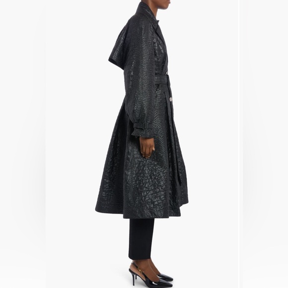New Authentic Versace Croc Textured Lacquered A- Line Trench Coat - Picture 4 of 7